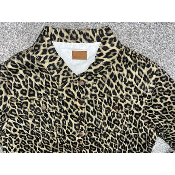 Judy Blue Cheetah Print Denim Jacket Women’s Size 3XL Button Up Collared JB750 - Picture 4 of 8